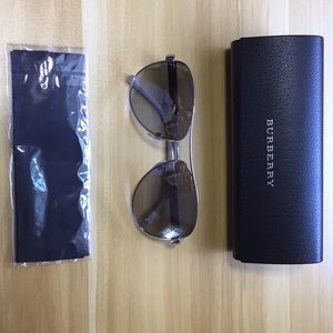 New Silver Burberry Aviator Sunglasses